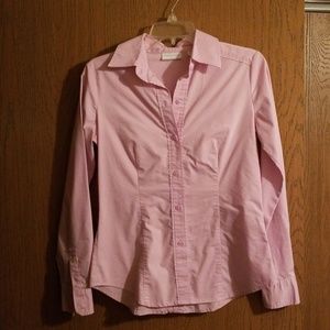 New York & company dress shirt pale pink/light pur